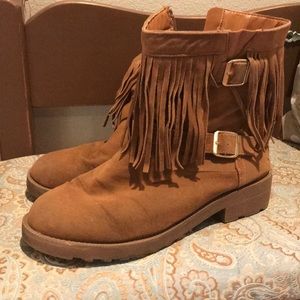 Fringe suede boots
